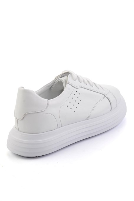 Beyaz Baskılı Hakiki Deri Erkek Sneaker E01811256003