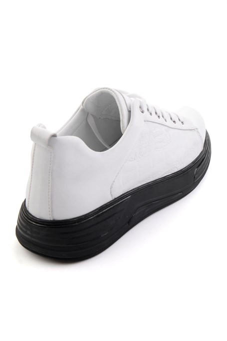 Beyaz Baskılı Hakiki Deri Erkek Sneaker E01080216843