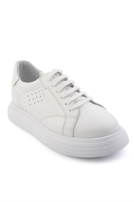 Beyaz Baskılı Hakiki Deri Erkek Sneaker E01811256003