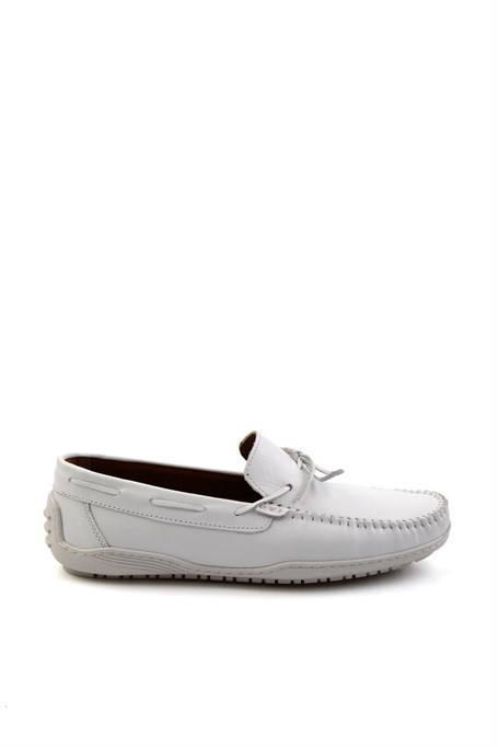 Beyaz Hakiki Deri Erkek Loafer Ayakkabı E01082020143