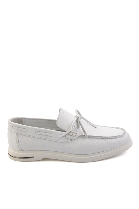 Beyaz Hakiki Deri Erkek Loafer Ayakkabı E01054428140