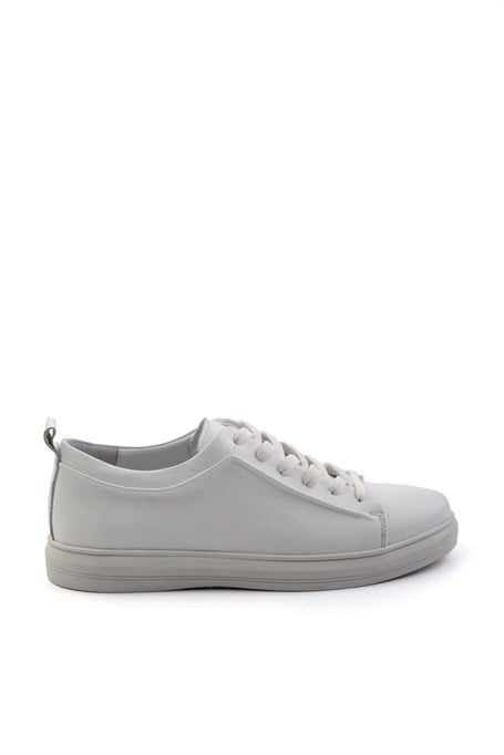 Beyaz Hakiki Deri Erkek Sneaker E01011030843