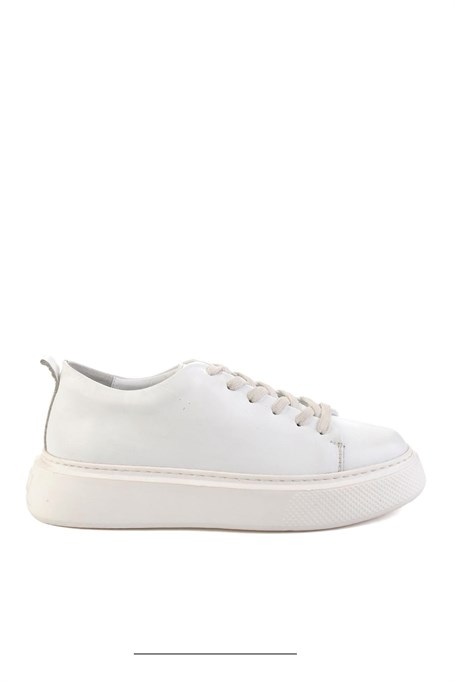 Beyaz Hakiki Deri Erkek Sneaker E01011032503