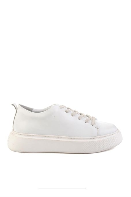 Beyaz Hakiki Deri Erkek Sneaker E01011032503