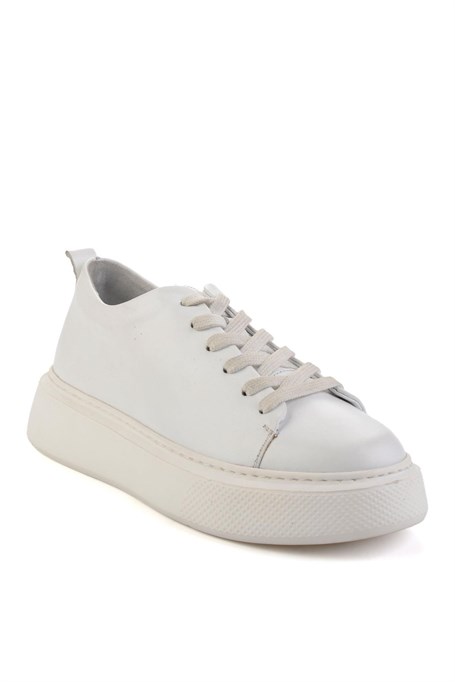 Beyaz Hakiki Deri Erkek Sneaker E01011032503