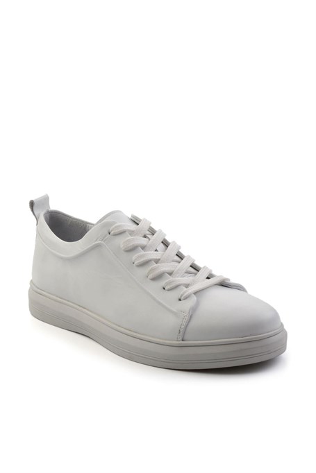 Beyaz Hakiki Deri Erkek Sneaker E01011030843