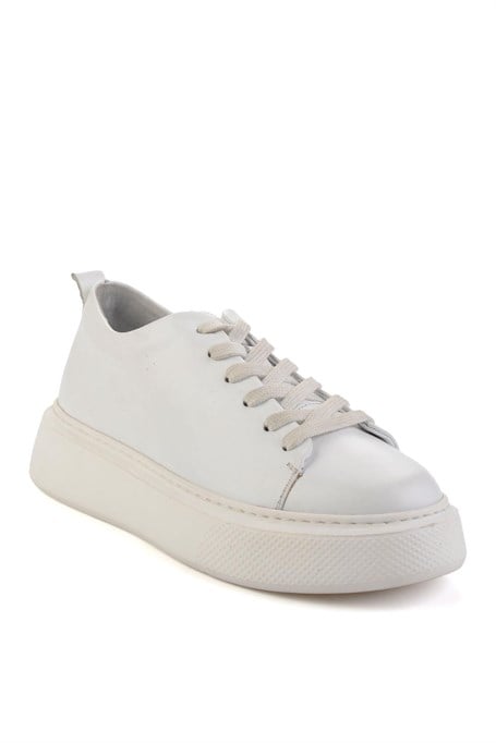 Beyaz Hakiki Deri Erkek Sneaker E01011032503