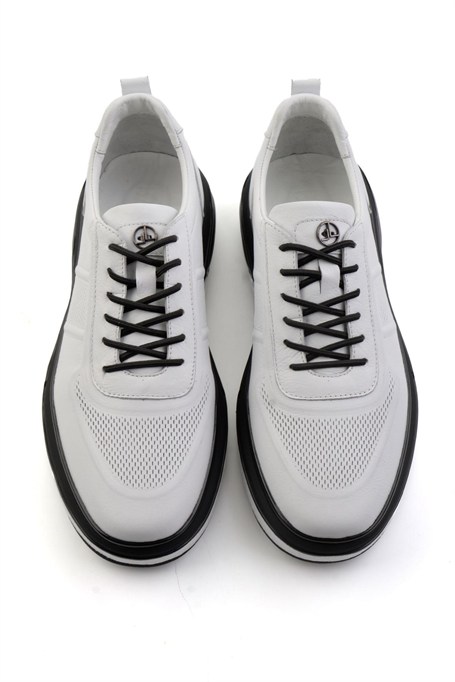 Beyaz Hakiki Deri Erkek Sneaker E01018250303