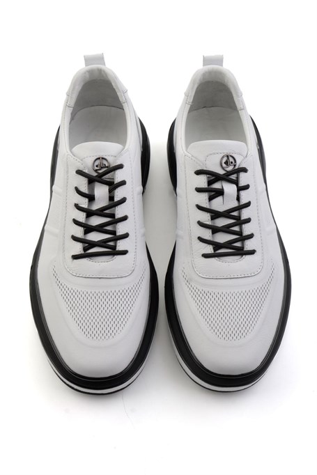 Beyaz Hakiki Deri Erkek Sneaker E01018250303