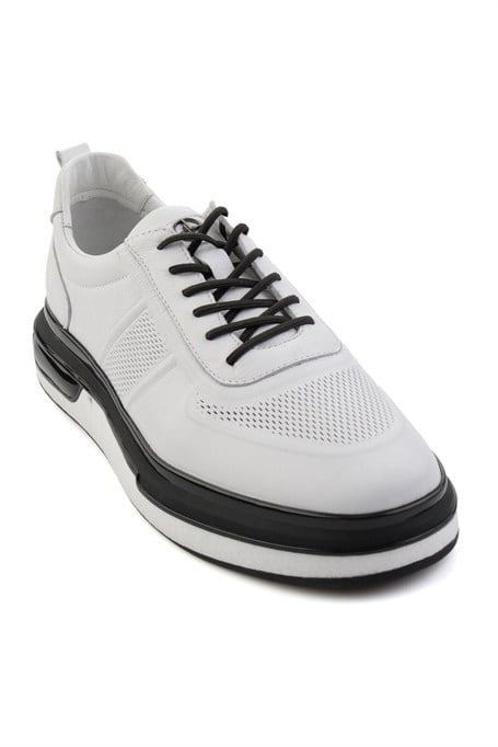 Beyaz Hakiki Deri Erkek Sneaker E01018250303