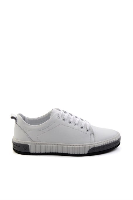 Beyaz Hakiki Deri Erkek Sneaker E01018033443