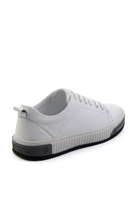 Beyaz Hakiki Deri Erkek Sneaker E01018033443
