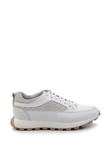 Beyaz Hakiki Deri Erkek Sneaker E01034222403