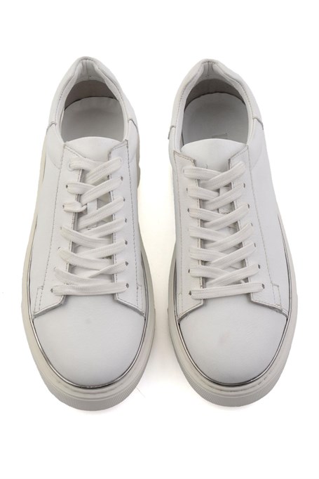 Beyaz Hakiki Deri Erkek Sneaker E01054202643