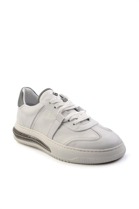 Beyaz Hakiki Deri Erkek Sneaker E01075574603