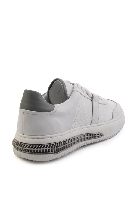 Beyaz Hakiki Deri Erkek Sneaker E01075574603