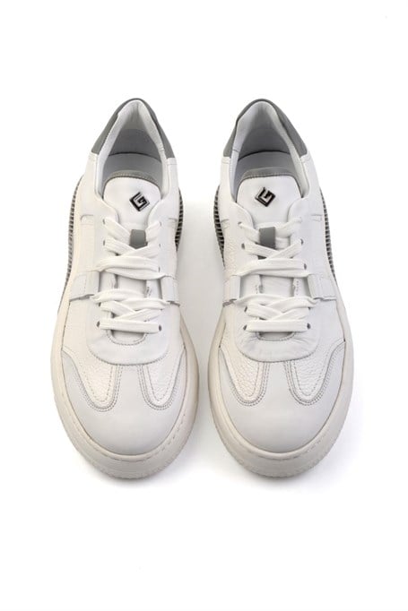 Beyaz Hakiki Deri Erkek Sneaker E01075574603