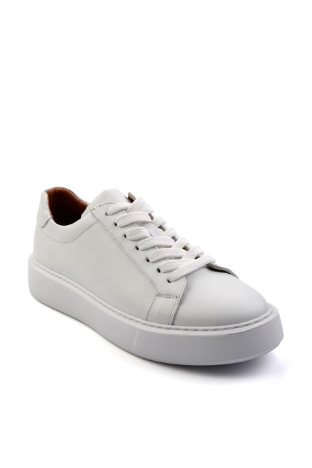 Beyaz Hakiki Deri Erkek Sneaker E01079971043