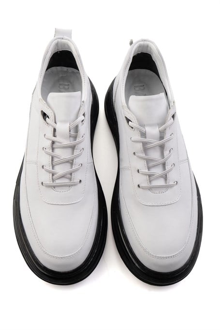 Beyaz Hakiki Deri Erkek Sneaker E01080256343