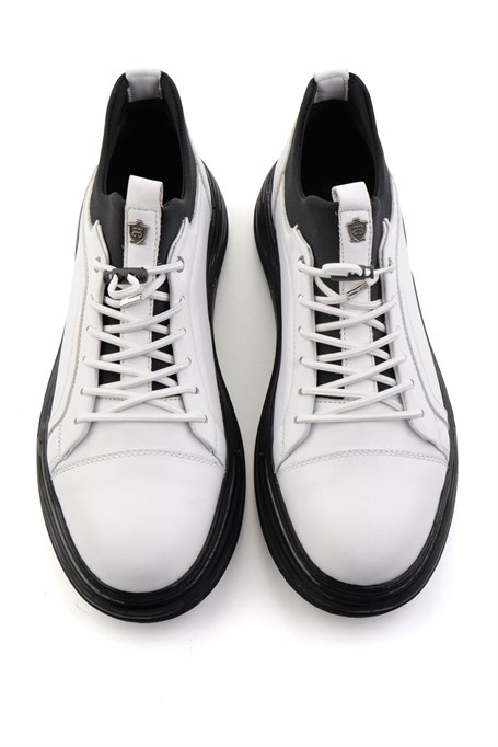 Beyaz Hakiki Deri Erkek Sneaker E01080217043
