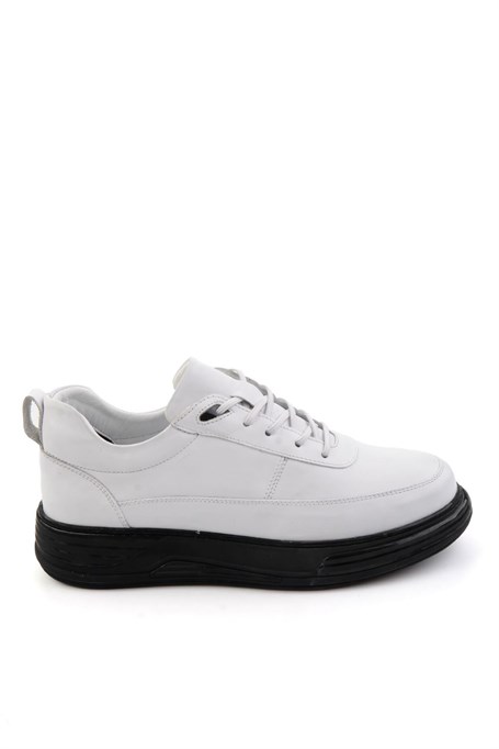 Beyaz Hakiki Deri Erkek Sneaker E01080256343
