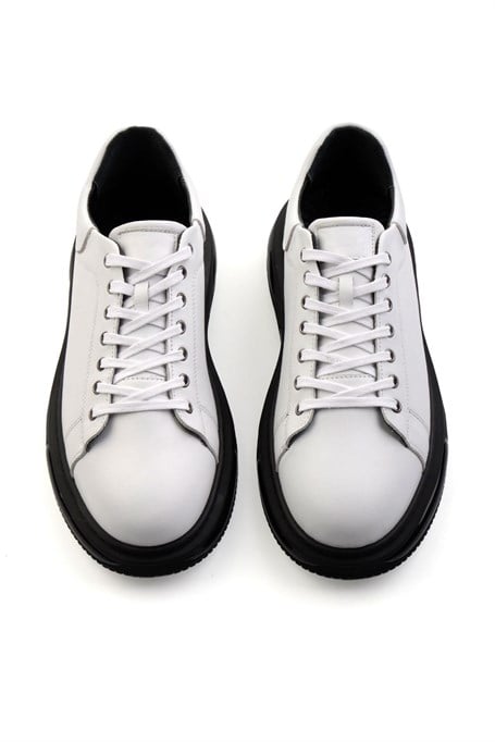 Beyaz Hakiki Deri Erkek Sneaker E01080120903