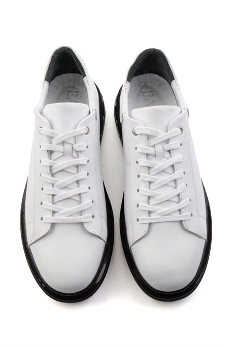Beyaz Hakiki Deri Erkek Sneaker E01080902143