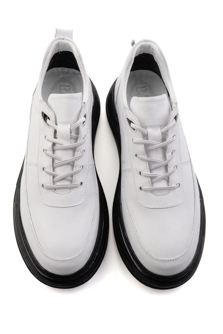 Beyaz Hakiki Deri Erkek Sneaker E01080256343