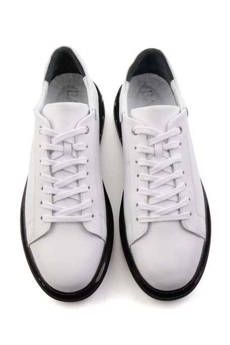 Beyaz Hakiki Deri Erkek Sneaker E01080902143