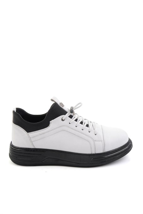 Beyaz Hakiki Deri Erkek Sneaker E01080217043