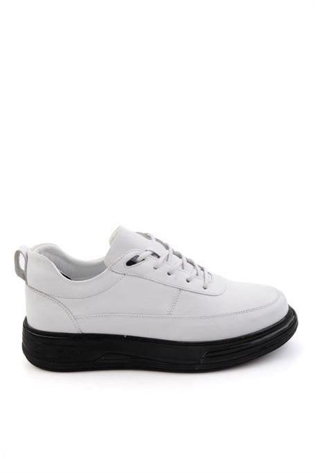 Beyaz Hakiki Deri Erkek Sneaker E01080256343