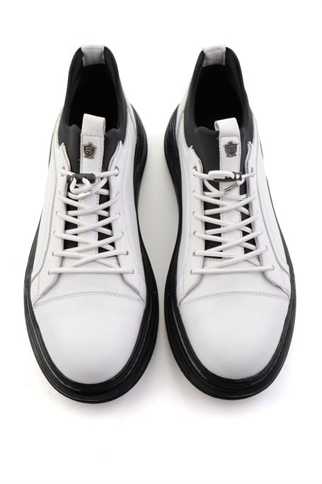 Beyaz Hakiki Deri Erkek Sneaker E01080217043