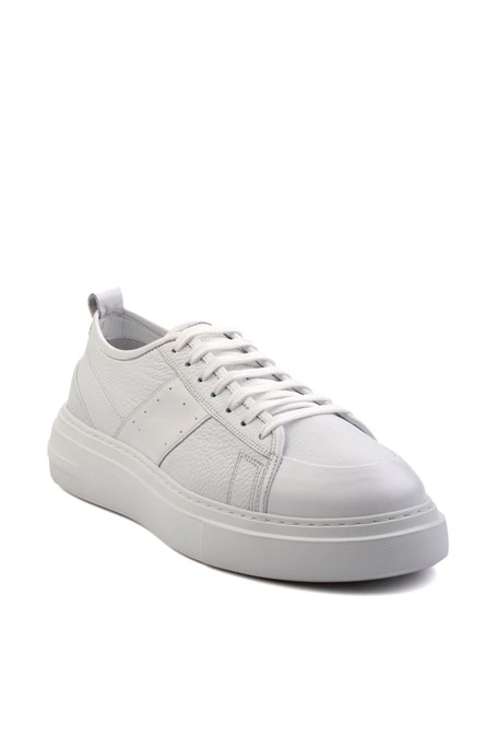 Beyaz Hakiki Deri Erkek Sneaker E01083018003