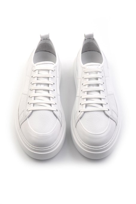 Beyaz Hakiki Deri Erkek Sneaker E01083018003
