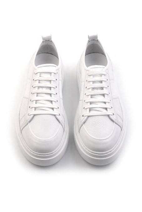 Beyaz Hakiki Deri Erkek Sneaker E01083018003