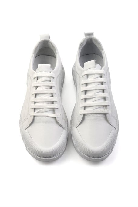 Beyaz Hakiki Deri Erkek Sneaker E01084240703