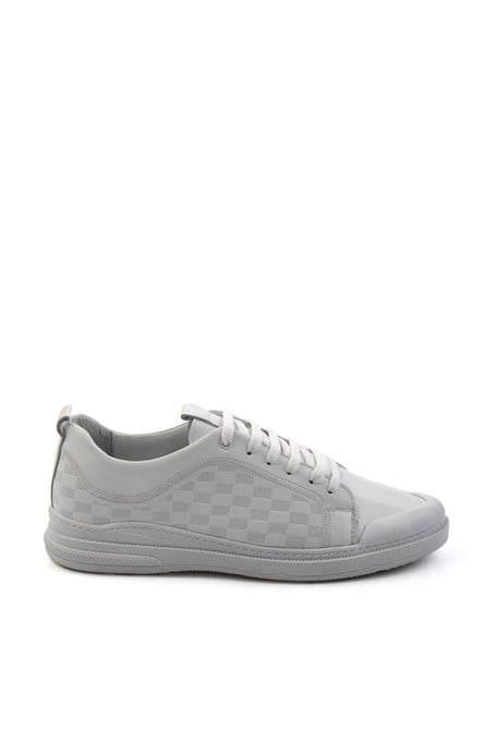 Beyaz Hakiki Deri Erkek Sneaker E01084240703
