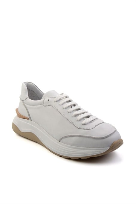 Beyaz Hakiki Deri Erkek Sneaker E01087115603