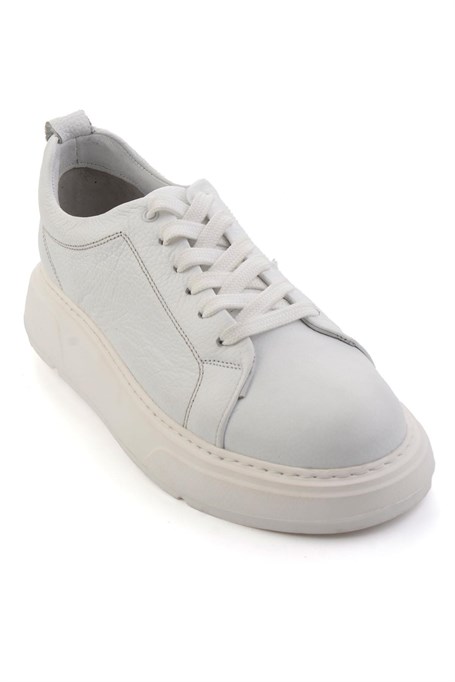 Beyaz Hakiki Deri Erkek Sneaker E01089006803