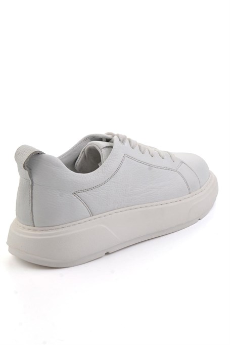 Beyaz Hakiki Deri Erkek Sneaker E01089006803