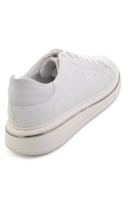 Beyaz Hakiki Deri Erkek Sneaker E01089006541