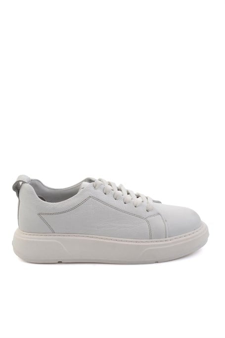 Beyaz Hakiki Deri Erkek Sneaker E01089006803