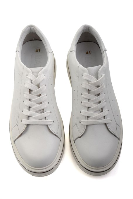 Beyaz Hakiki Deri Erkek Sneaker E01089006541