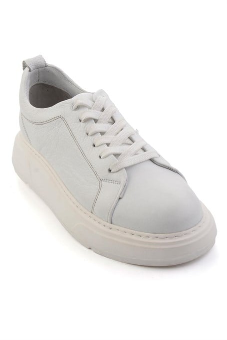Beyaz Hakiki Deri Erkek Sneaker E01089006803