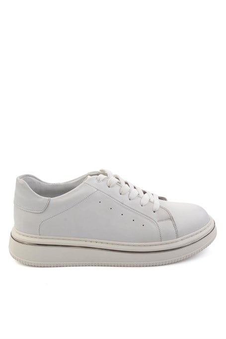 Beyaz Hakiki Deri Erkek Sneaker E01089006541