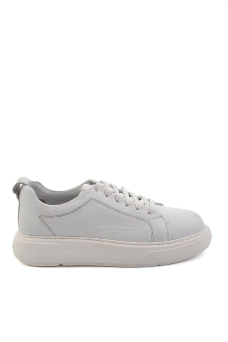 Beyaz Hakiki Deri Erkek Sneaker E01089006803