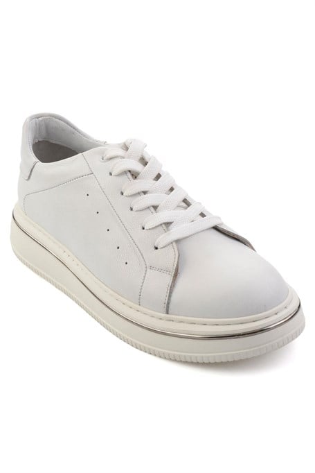 Beyaz Hakiki Deri Erkek Sneaker E01089006541