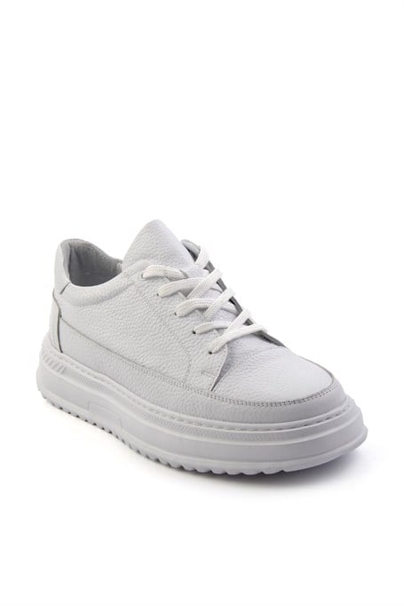 Beyaz Hakiki Deri Erkek Sneaker E01304005503