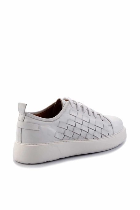 Beyaz Hakiki Deri Erkek Sneaker E01310111741