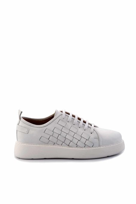 Beyaz Hakiki Deri Erkek Sneaker E01310111741
